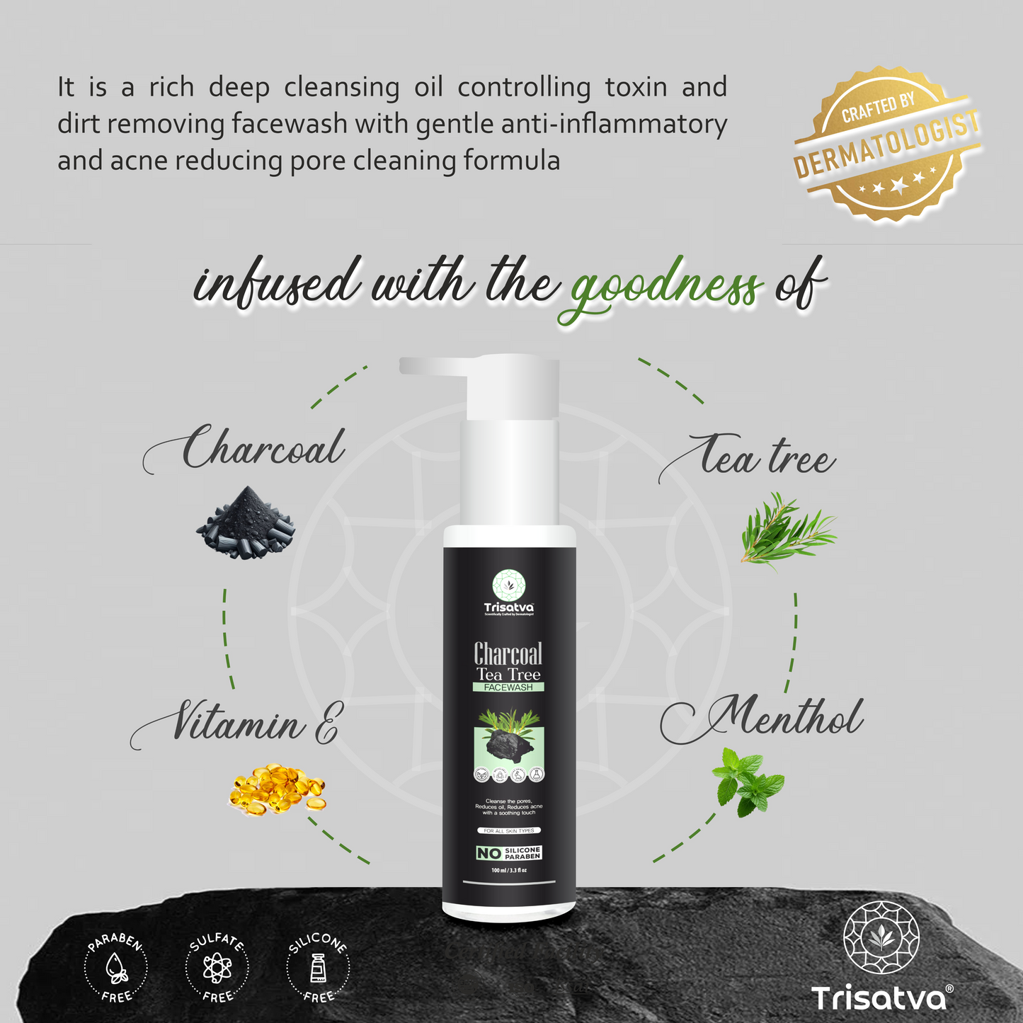 Trisatva Charcoal Tea Tree Facewash